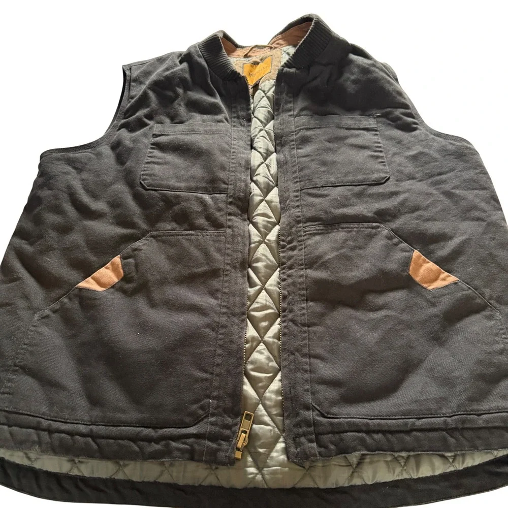 Venado Heavy Canvas Utility Work Vest Quilted Black Ranch Heritage XL, rugged